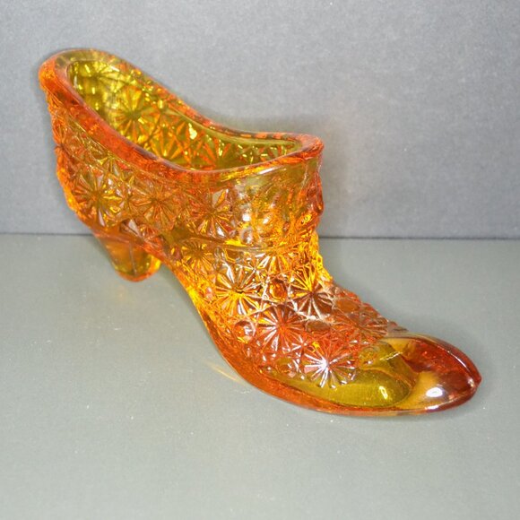 Fenton Glass Shoe Orange Color Home Decor Accents - Picture 3 of 6
